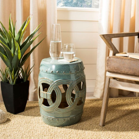 Antique Blue Double Coin Ceramic Garden Stool