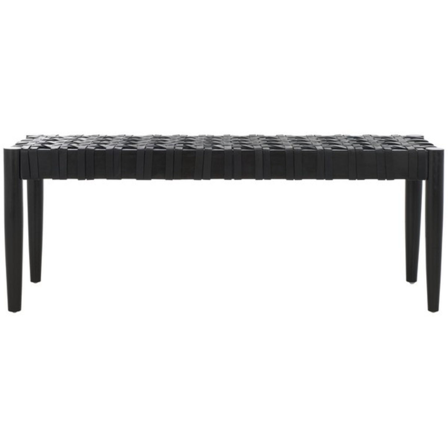 Walda Leather Woven Bench