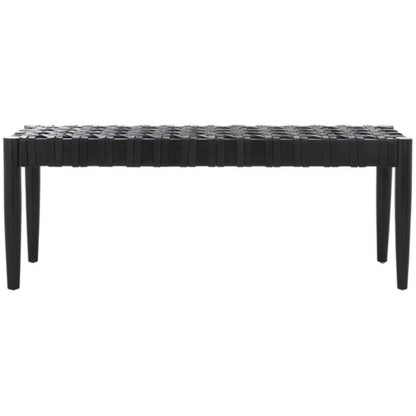 Walda Leather Woven Bench