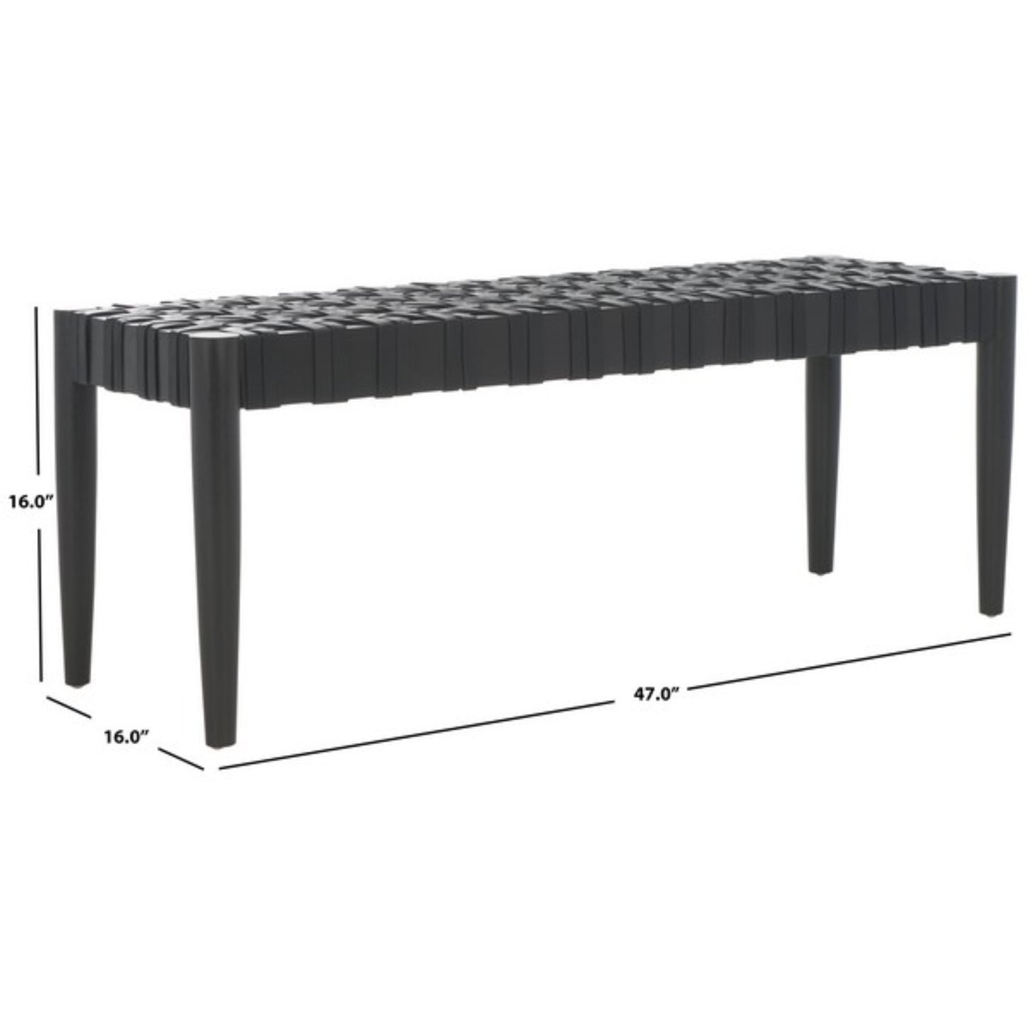 Walda Leather Woven Bench