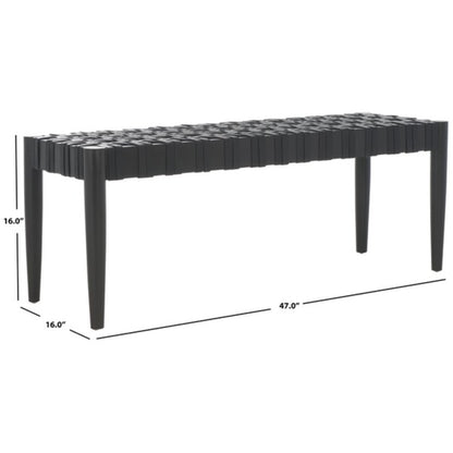 Walda Leather Woven Bench