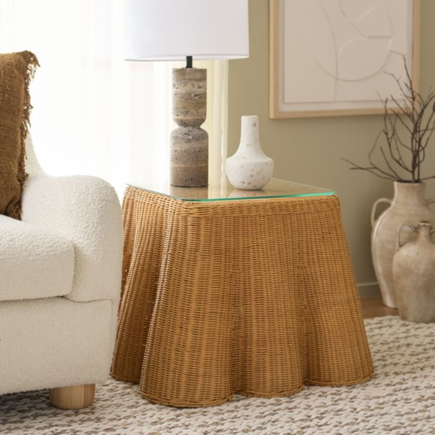 Hylda Square Rattan Accent Table