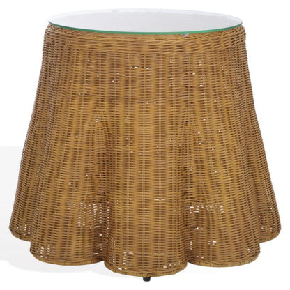 Hylda Round Rattan Accent Table Natural
