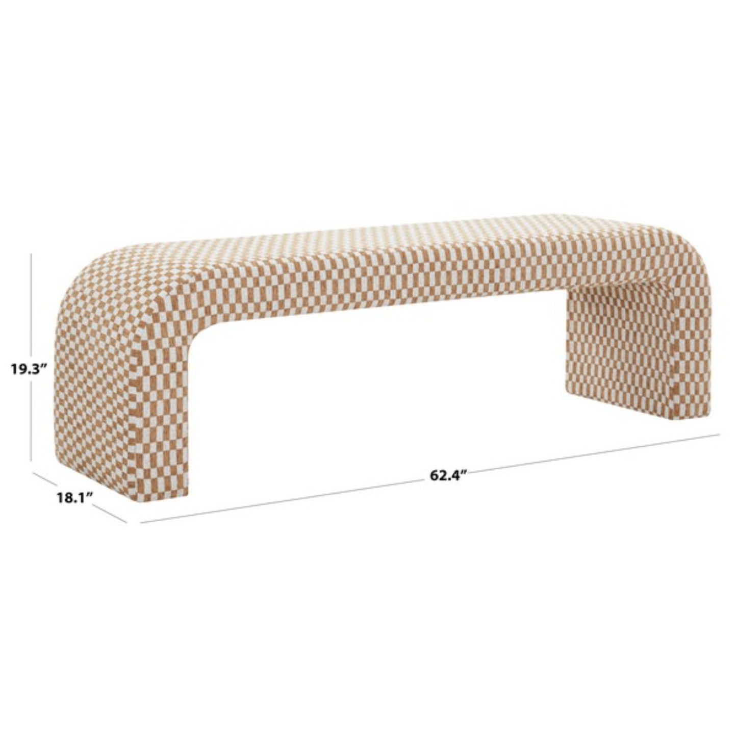 Caralynn Checkered Fabric Bench