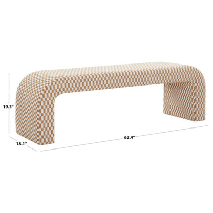 Caralynn Checkered Fabric Bench