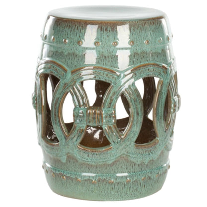 Antique Blue Double Coin Ceramic Garden Stool