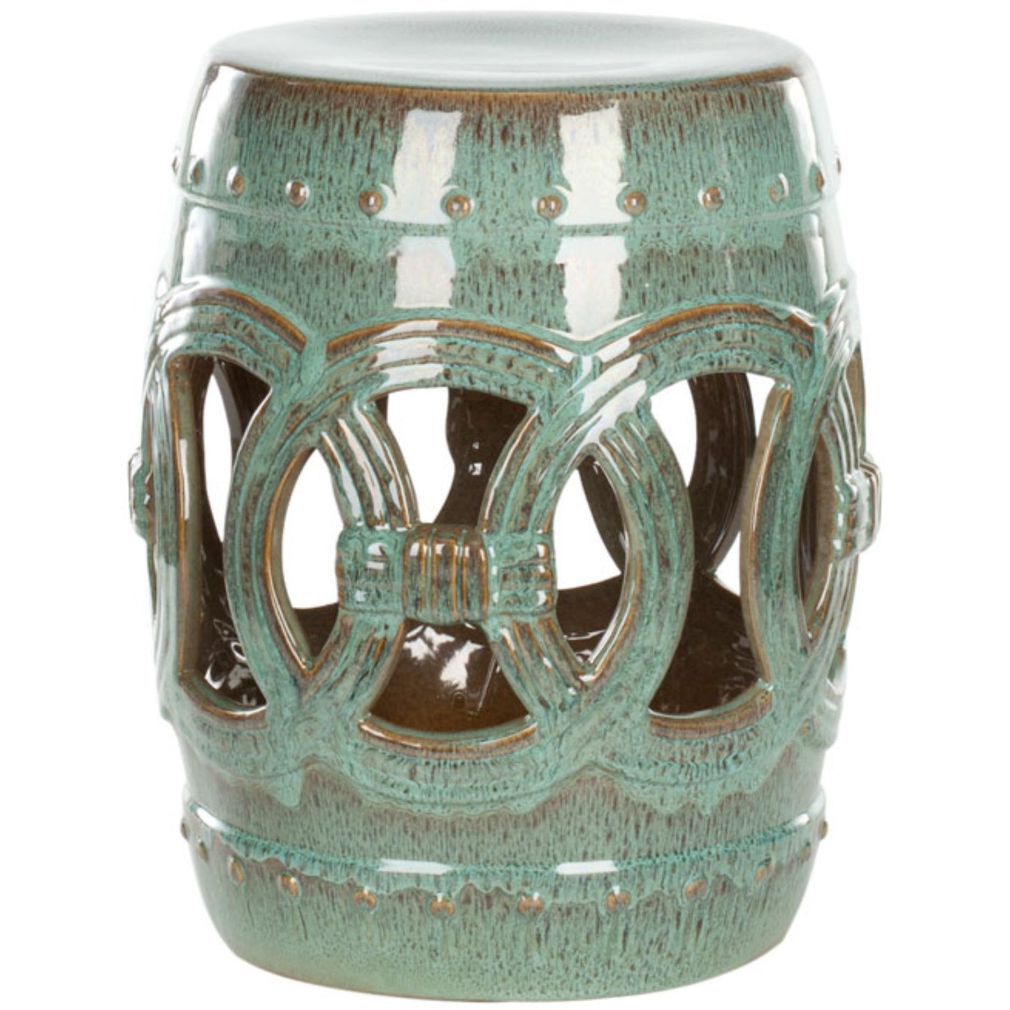 Antique Blue Double Coin Ceramic Garden Stool