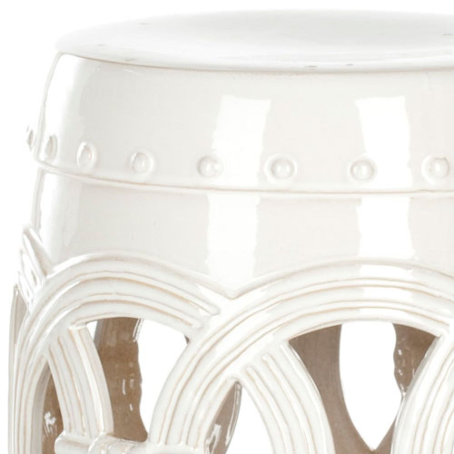 Antique White Double Coin Ceramic Stool
