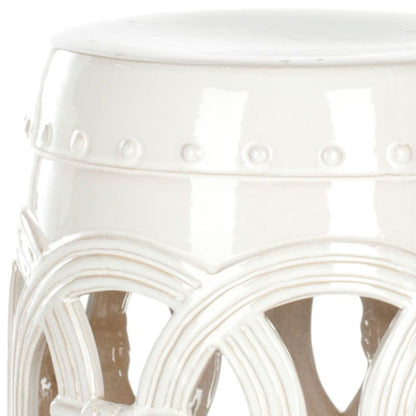 Antique White Double Coin Ceramic Stool