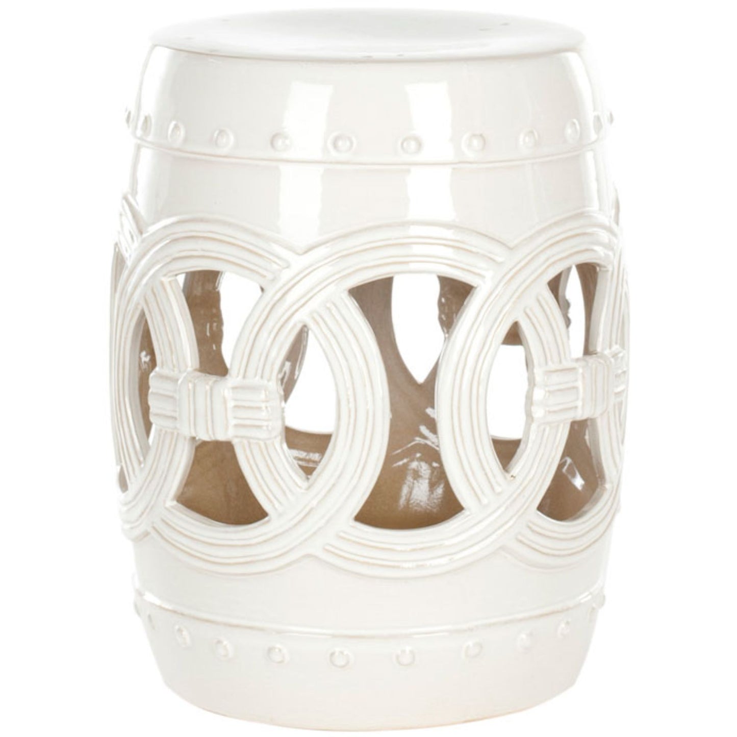 Antique White Double Coin Ceramic Stool