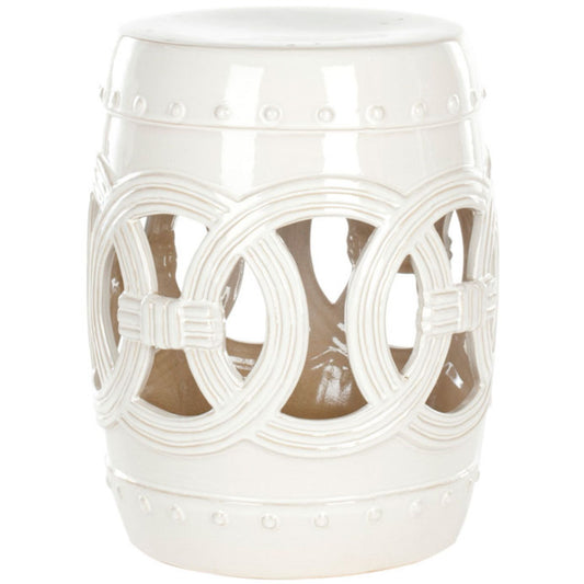 Antique White Double Coin Ceramic Stool