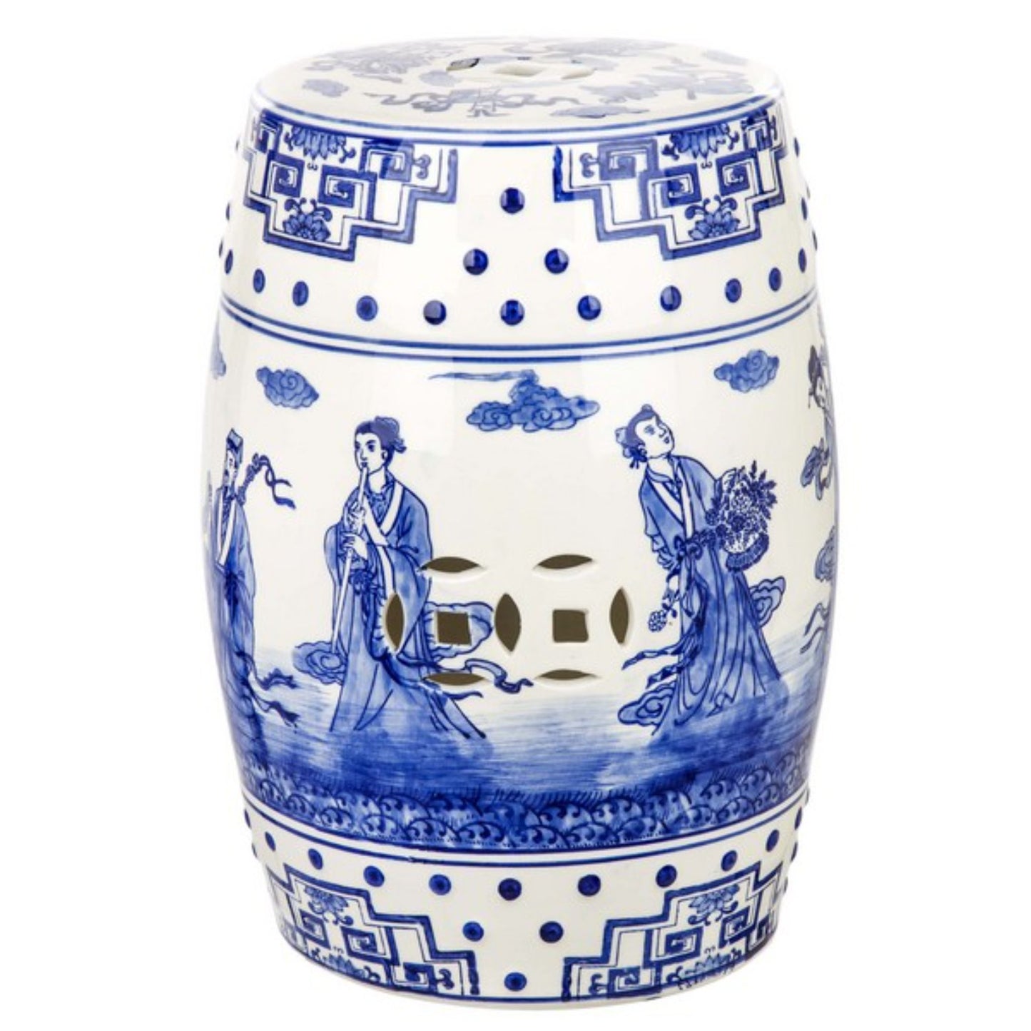 Ocean Jewel Chinoiserie Garden Stool