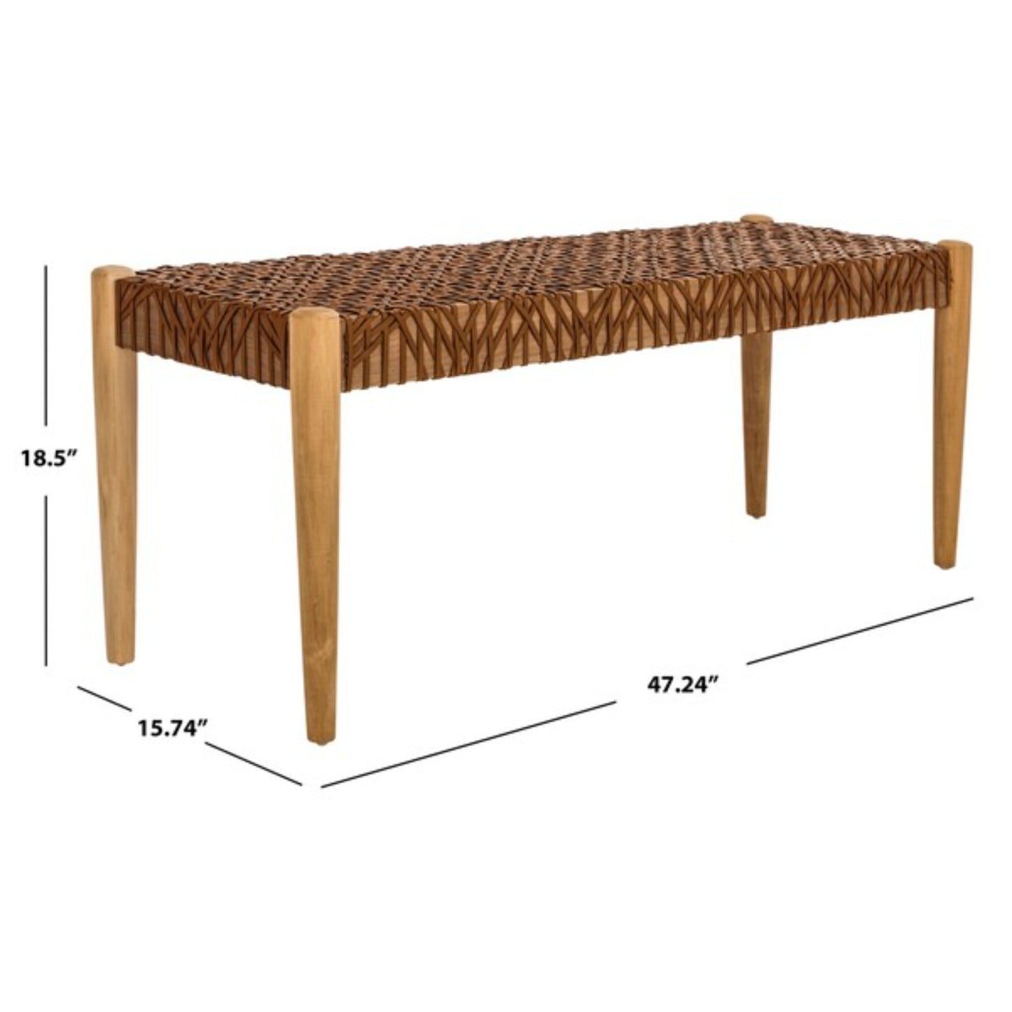 Bandelier Leather Weave Bench