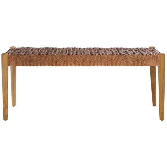 Bandelier Leather Weave Bench