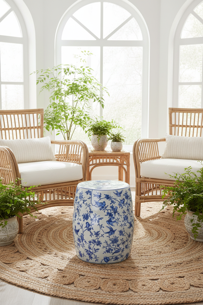 Blue Birds Garden Stool - Indoor Lifestyle