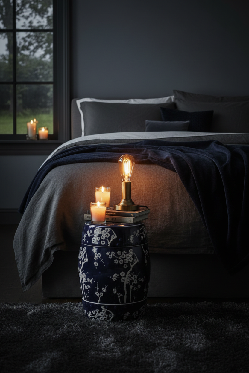 Midnight Kiss Garden Stool - Indoor Lifestyle