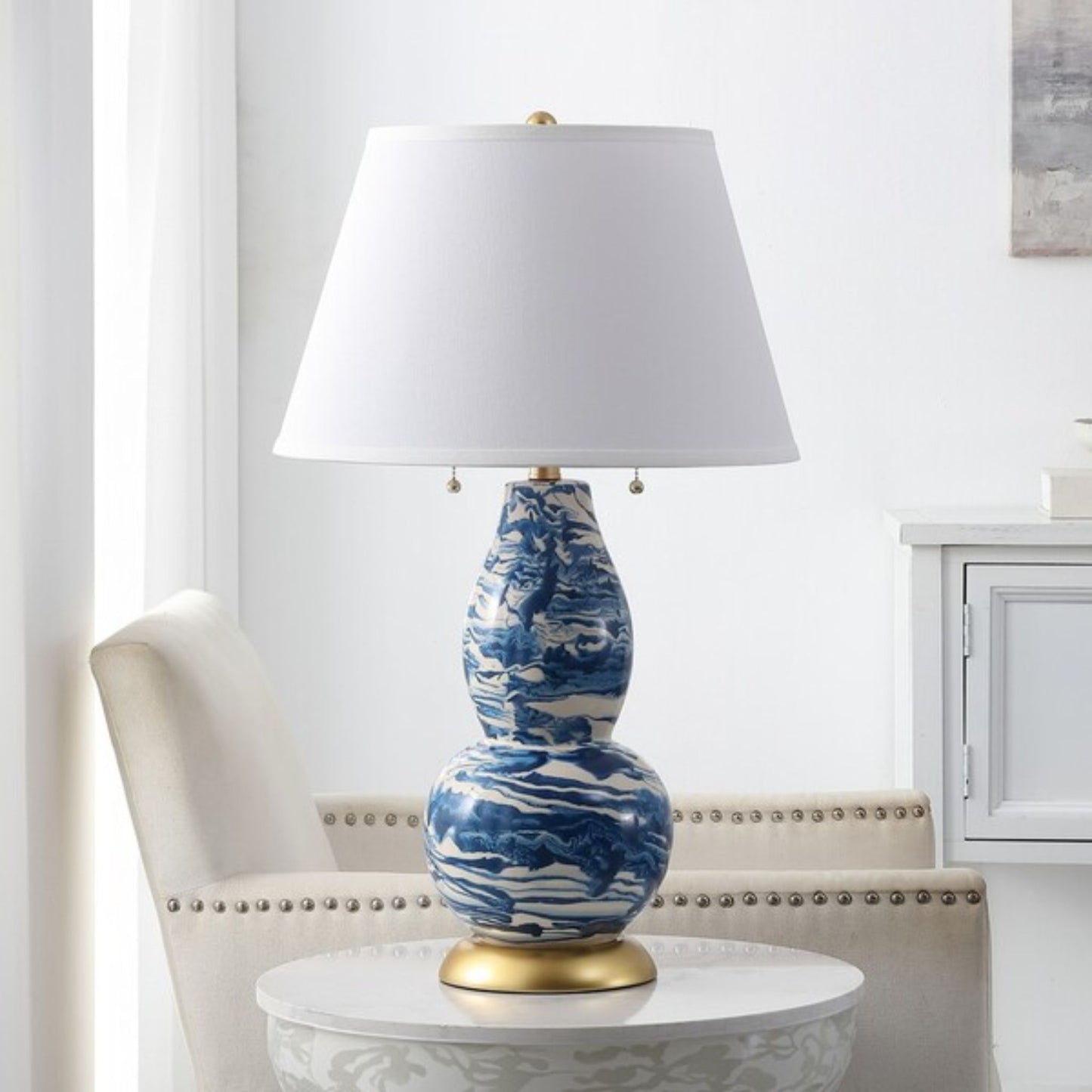 COLOR SWIRLS GLASS TABLE LAMP-SET(2)