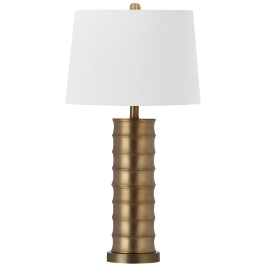 SET OF 2 LINUS BRASS COLUMN TABLE LAMPS